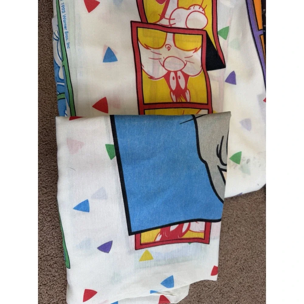 Vtg Looney Tunes Warner Bros Flat Sheet, Pillow Case Tweety Bugs Bunny 1993 Twin
